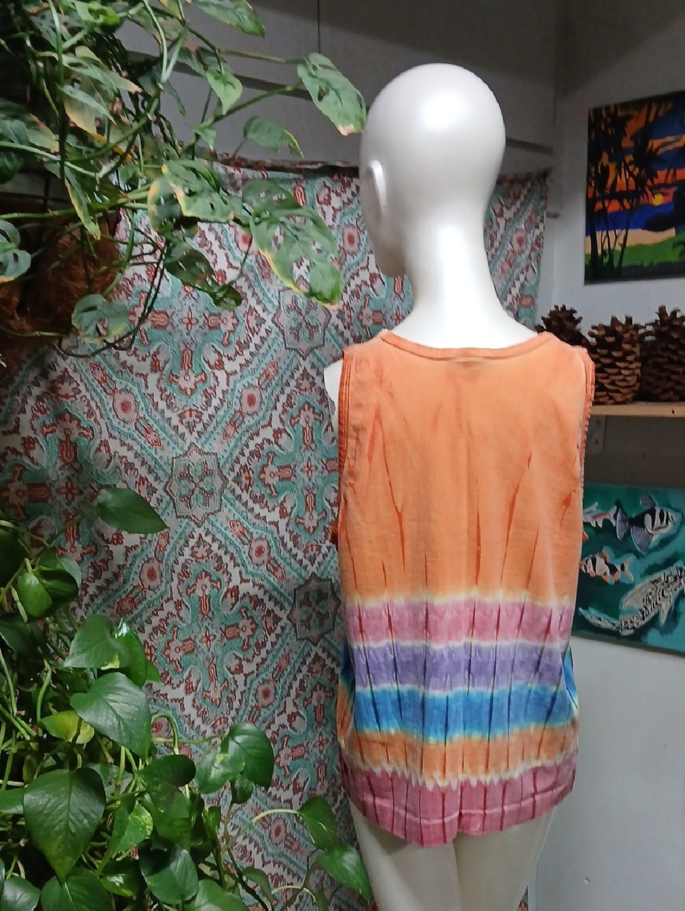 Unisex Neon Beachwear Puerto Vallarta Mexico Tie Dye Tank Top, No Size Tags (L?) - Picture 3 of 12